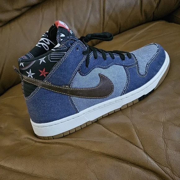Men's Nike Dunk High CMFT Denim Multicolor Size 8 (EXCELLENT CONDITION) - Picture 10 of 14